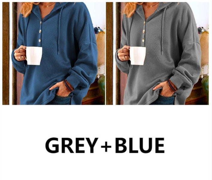 ✨LONG SLEEVE BUTTONED SWEATSHIRT