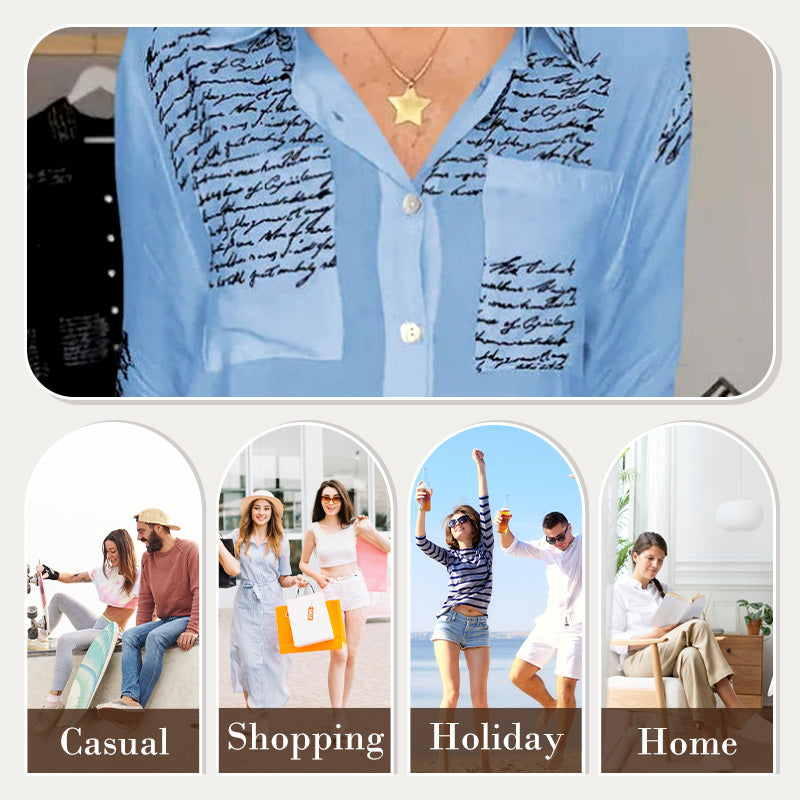 🎁Hot Sale 49%OFF💖Letter Print Fashion Lapel Shirt