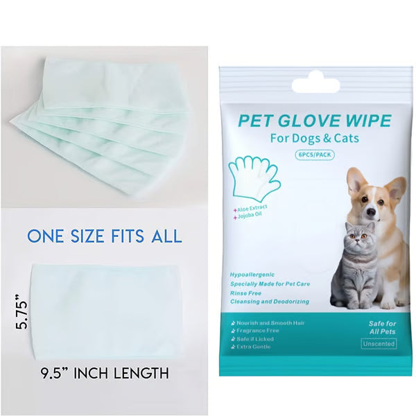 š„Rinse-Free Dog Shampoo Mitts ā Hypoallergenic Pet Bath Wipes, 6 Packs