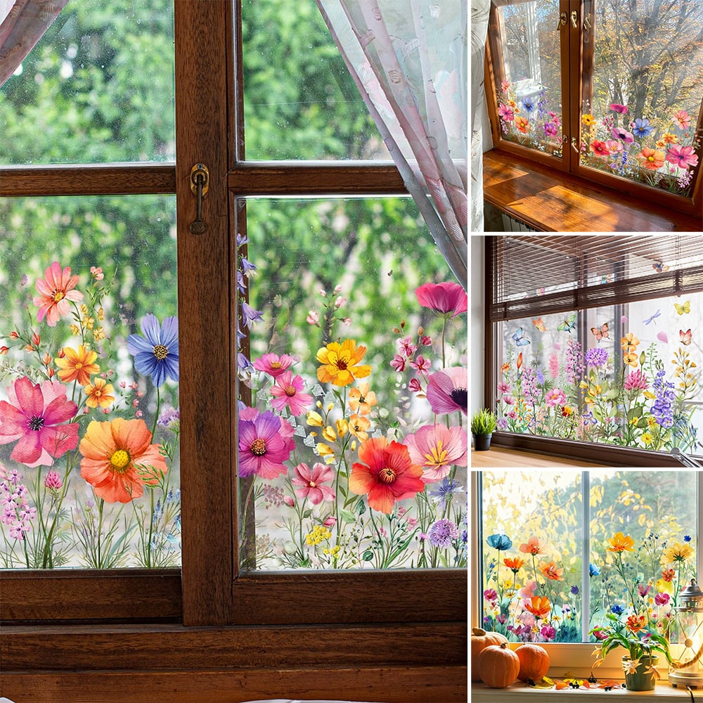 💐💞Colorful Floral Bouquet Window Sticker🖼️(Cut to size freely)