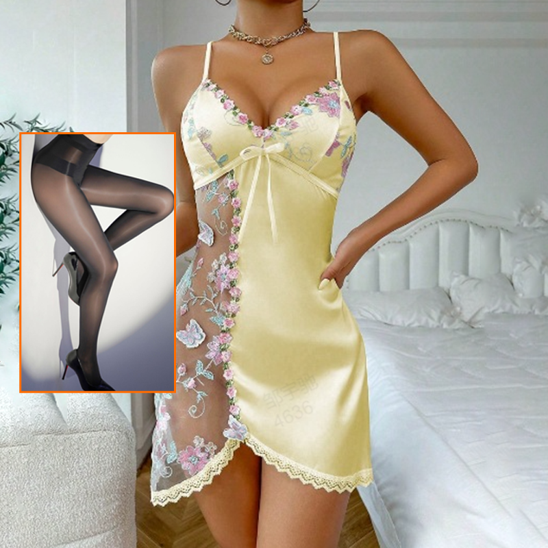 💥Hot Sales-49% OFF💖FLORAL LACE OPEN BACK SATIN NIGHTGOWN