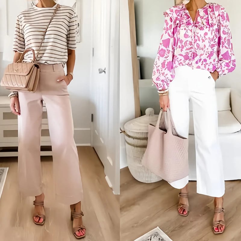 💥2025 HOT SALE💕Stretch Twill Cropped Wide Leg Pants