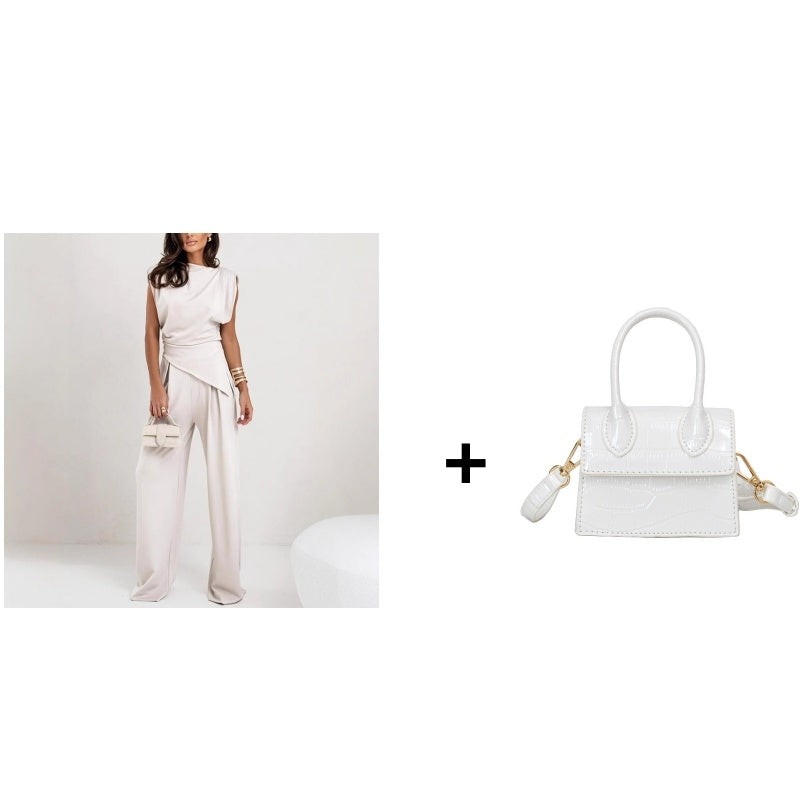 Women’s Elegant Solid Color Two-Piece Set