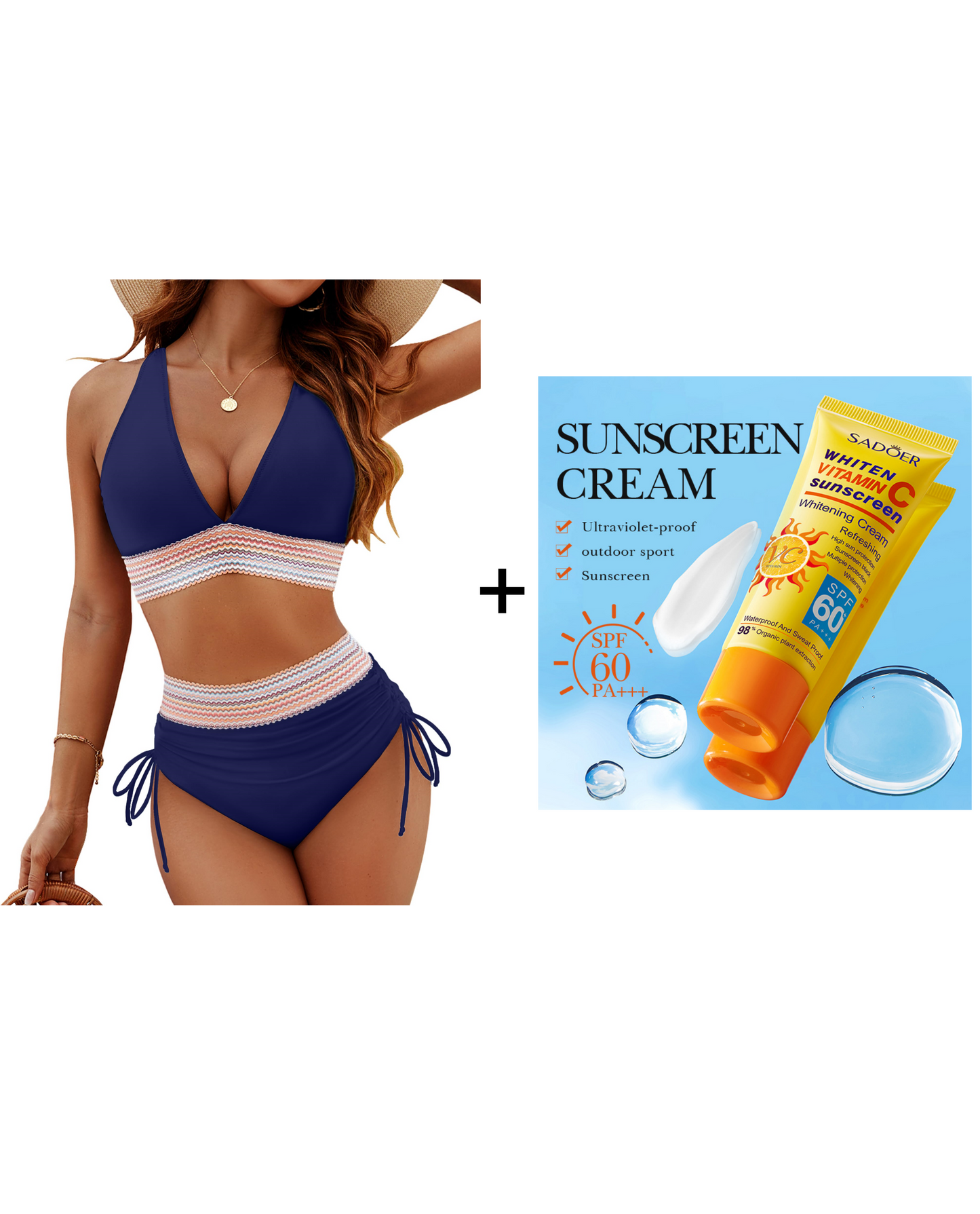 💃Vacation Sale 49% OFF💃High Waisted Tummy Control Color Block Bikini Sets