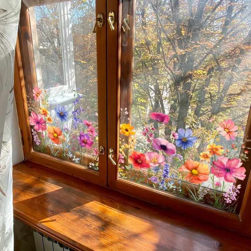 💐💞Colorful Floral Bouquet Window Sticker🖼️(Cut to size freely)
