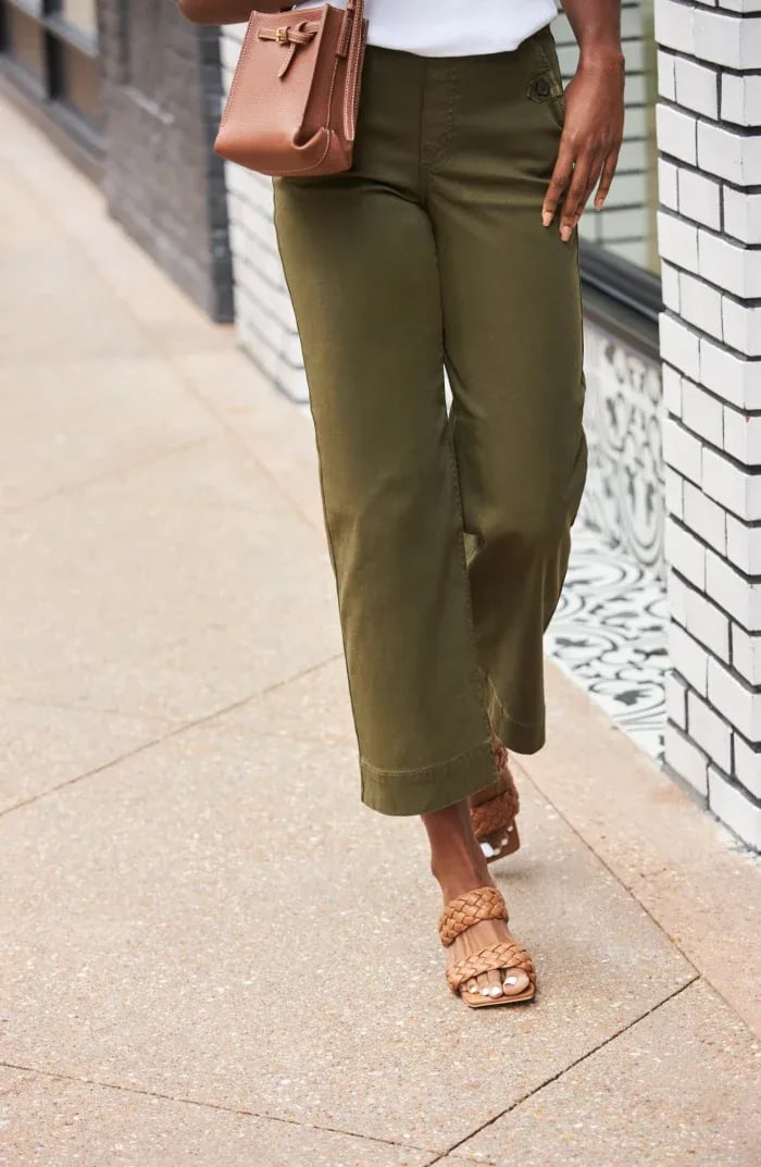 💥2025 HOT SALE💕Stretch Twill Cropped Wide Leg Pants
