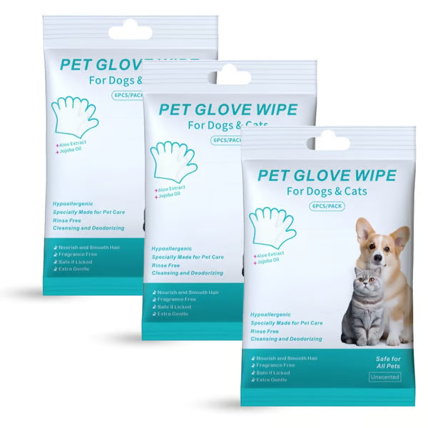 š„Rinse-Free Dog Shampoo Mitts ā Hypoallergenic Pet Bath Wipes, 6 Packs