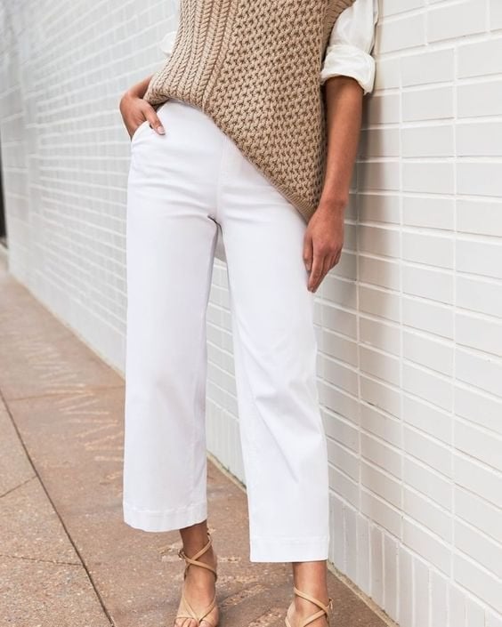 💥2025 HOT SALE💕Stretch Twill Cropped Wide Leg Pants