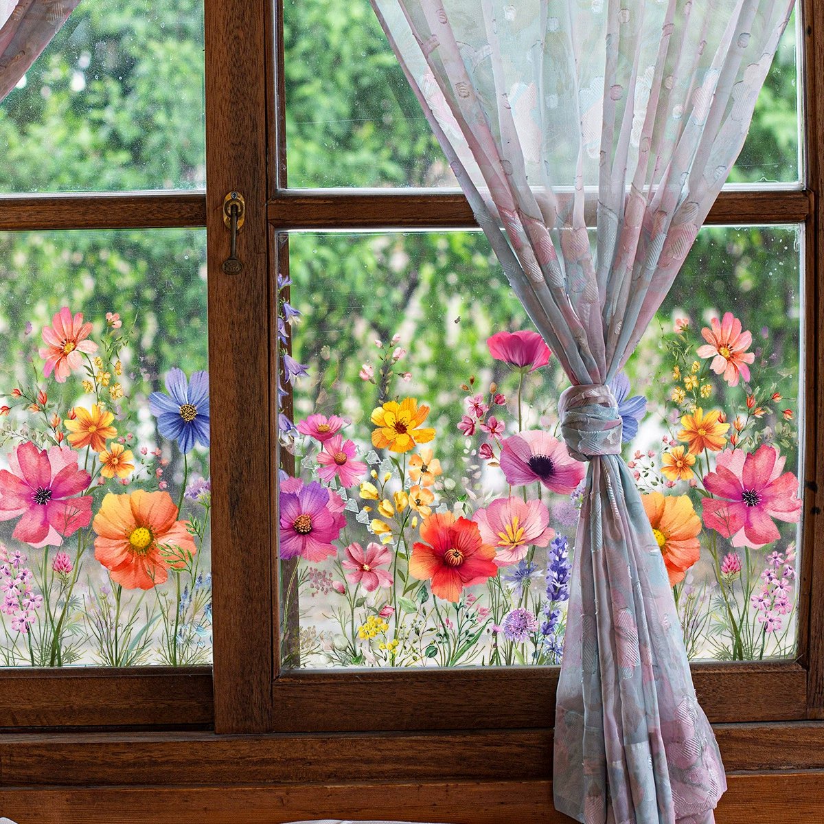 💐💞Colorful Floral Bouquet Window Sticker🖼️(Cut to size freely)