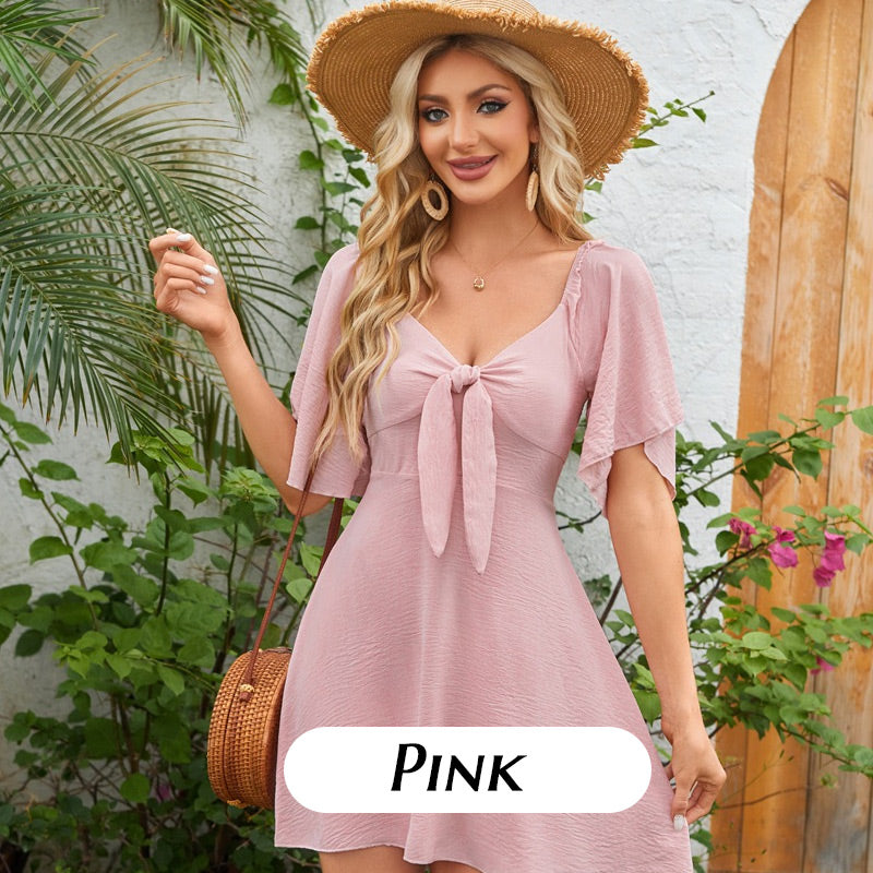 ⏰Limited time offer💕Elegant Deep V Neck Bow-Tie Mini Dress