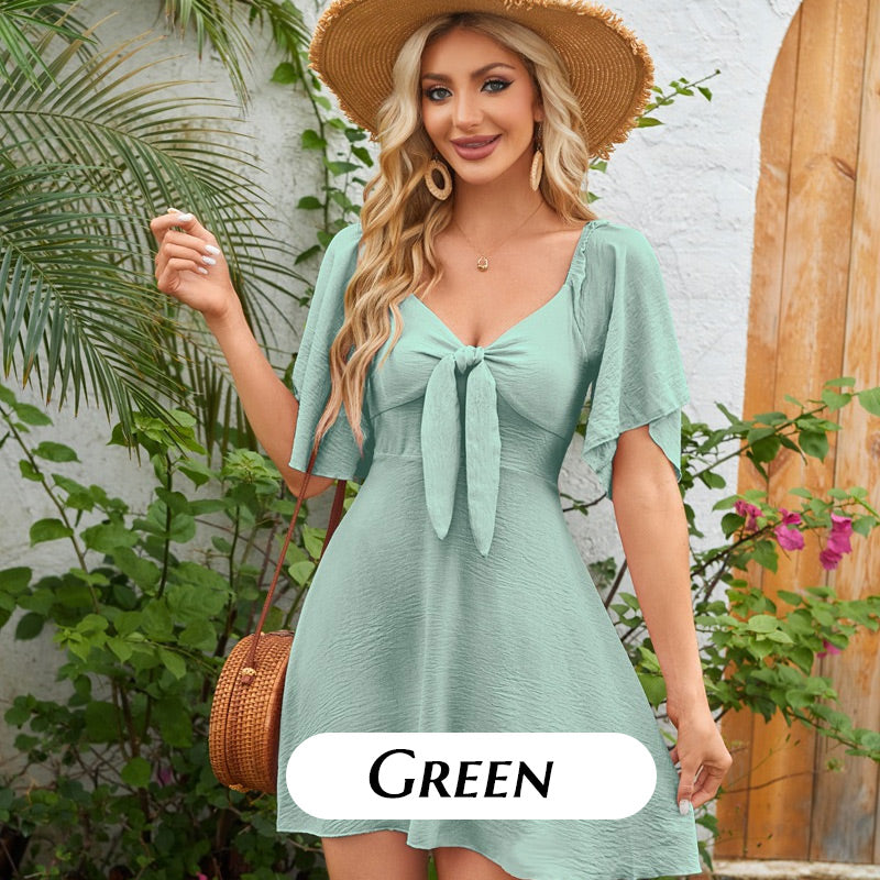 ⏰Limited time offer💕Elegant Deep V Neck Bow-Tie Mini Dress