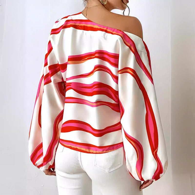 ⏰Limited time offer✨Casual Off-Shoulder Top with Striped Print💕