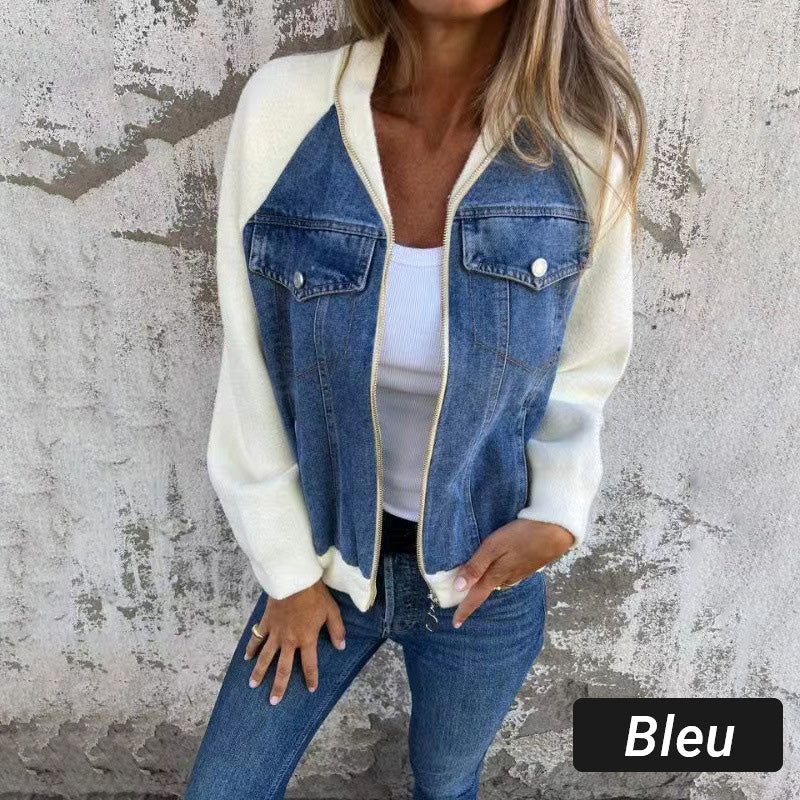 💥Limit Time 49% OFF💕Women's Creative Denim Splicing Jacket