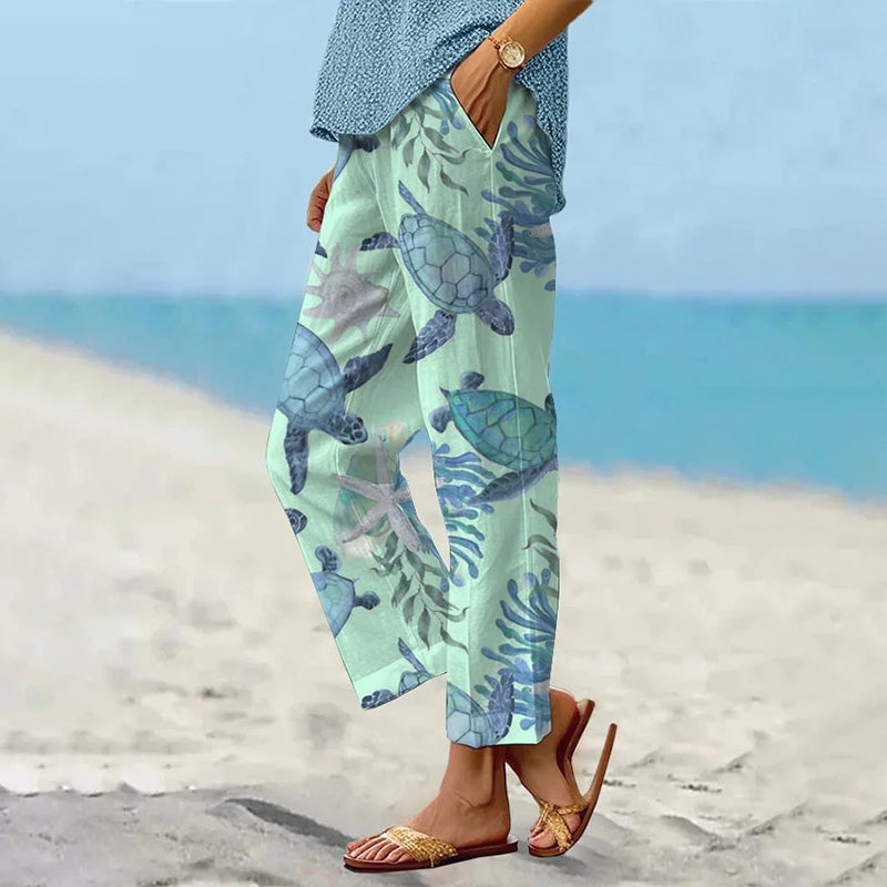 🔥Women's Printed Crop Pants with Pockets