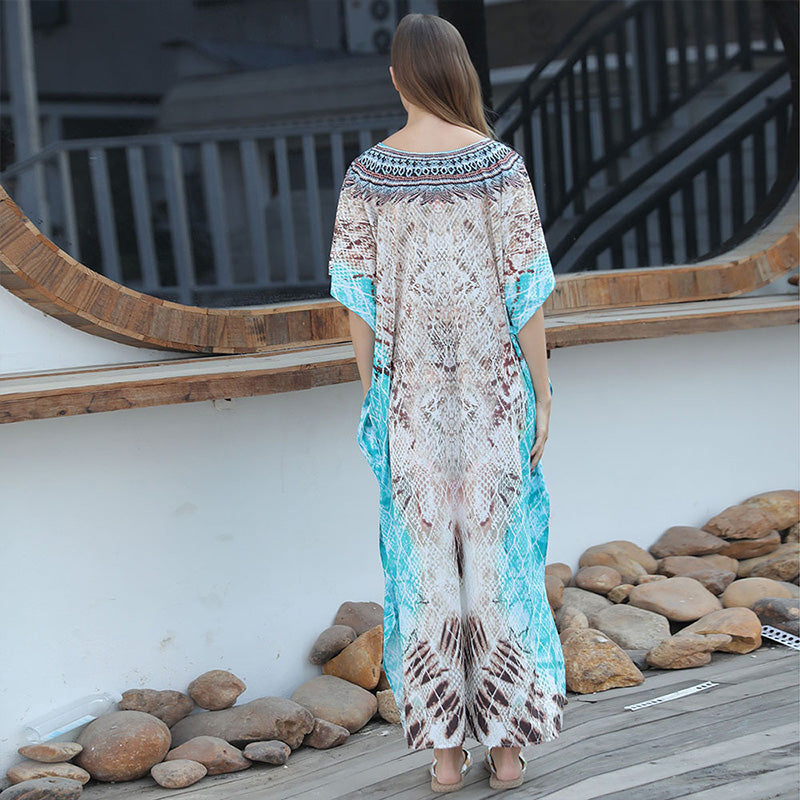 🏖️Big sale 2024💥Beach blouse with feather print for women👗