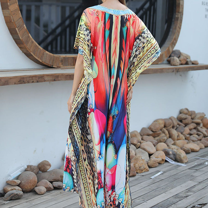 🏖️Big sale 2024💥Beach blouse with feather print for women👗