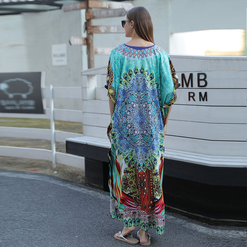 🏖️Big sale 2024💥Beach blouse with feather print for women👗