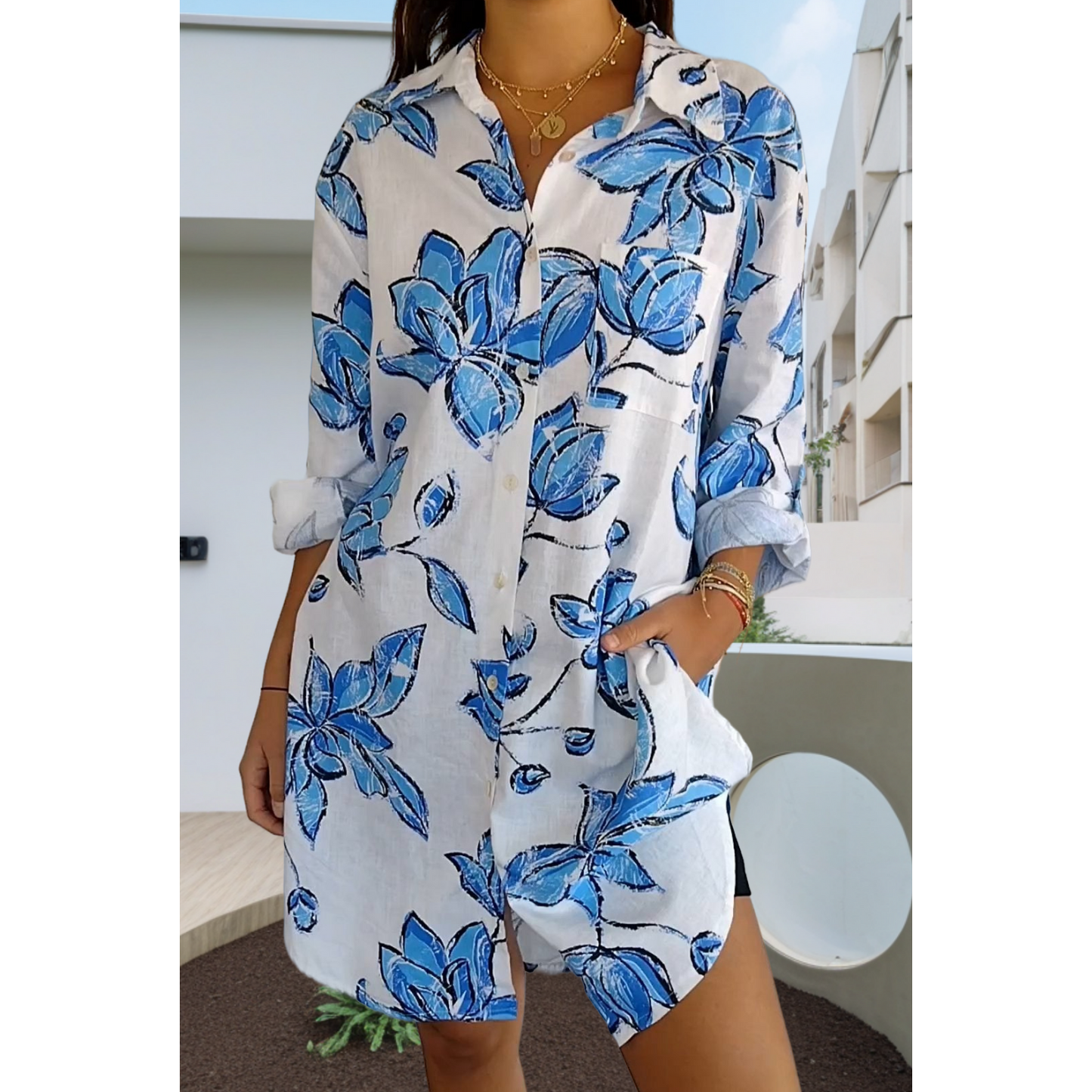 🌸Women's Summer Printed Shirt Dress