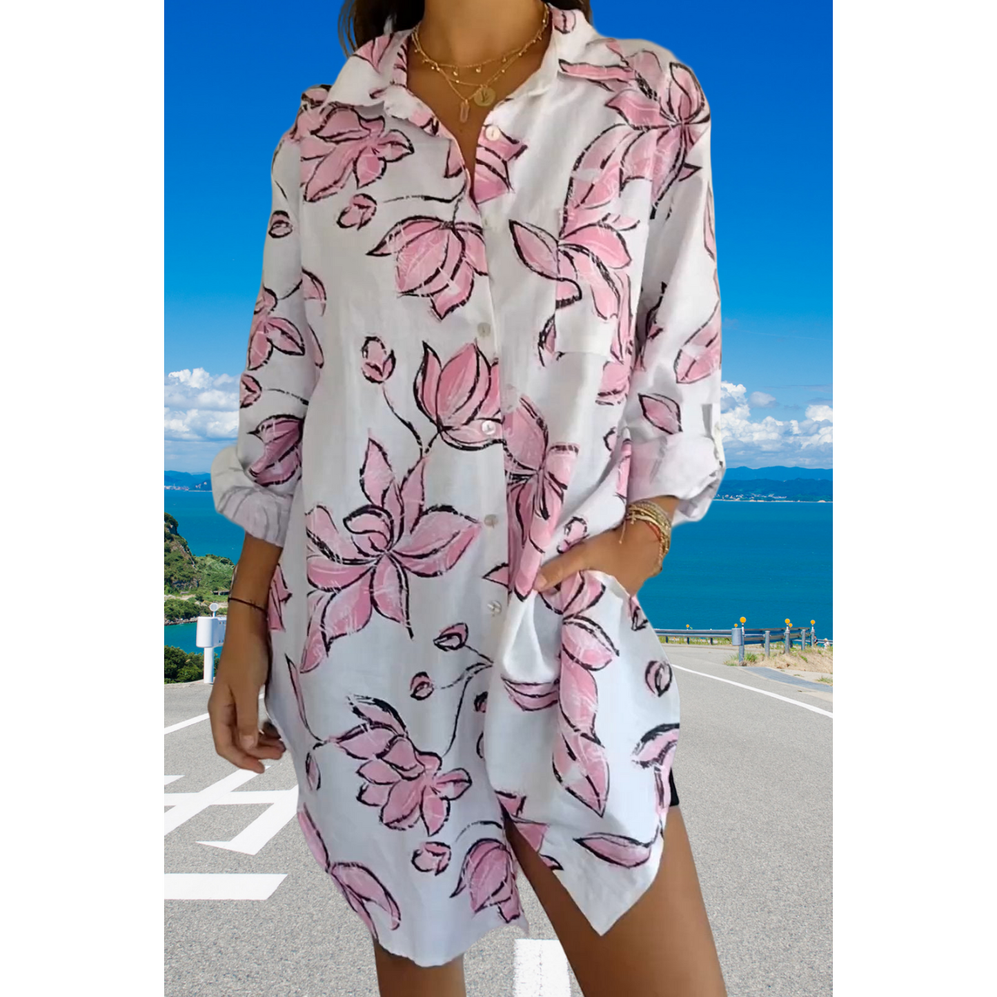 🌸Women's Summer Printed Shirt Dress