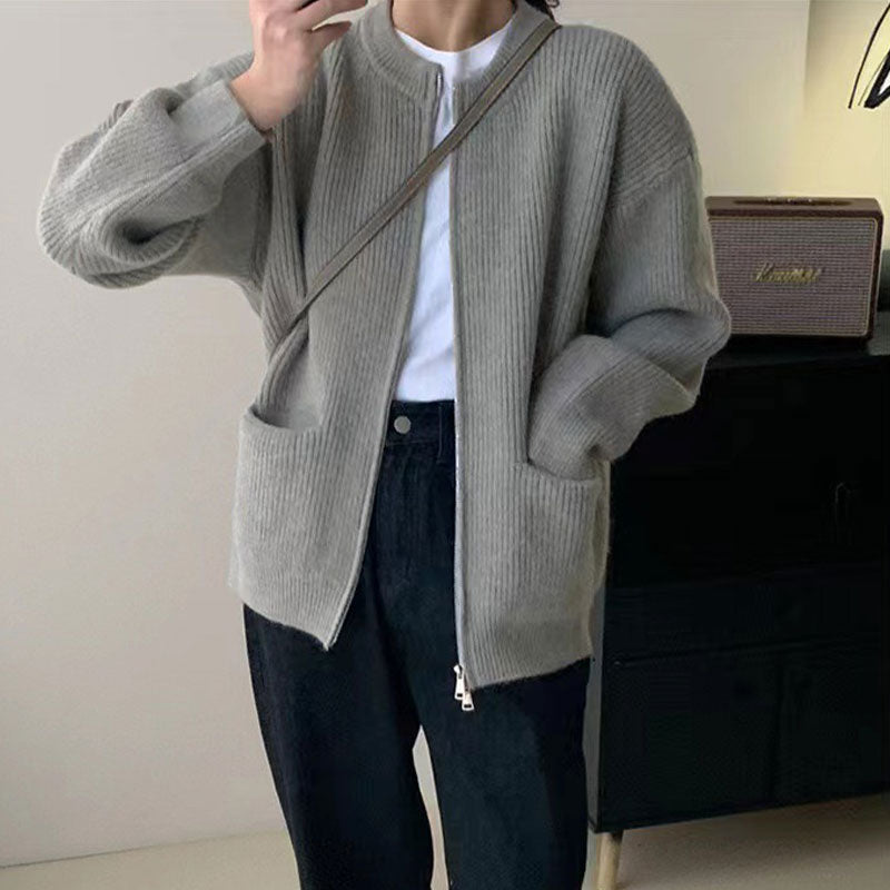 💥Limit Time 49% OFF🎉Women's Knitted Round Neck Double Zip Coat