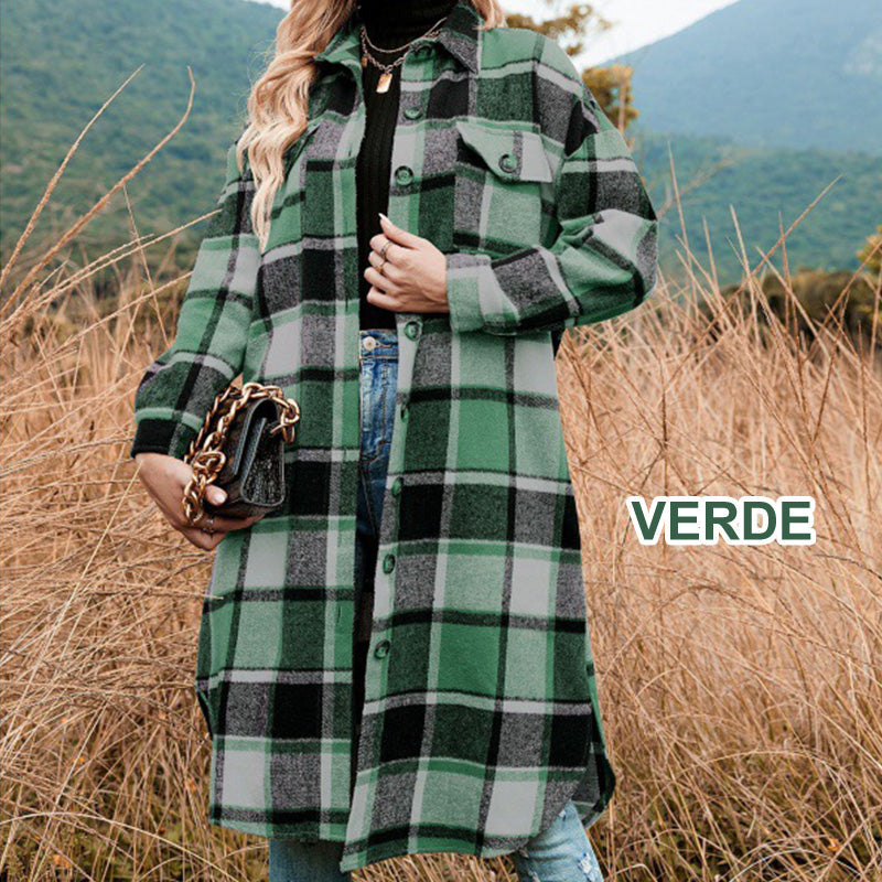 💥Limit Time 49% OFF💕Women's Plaid Print Long Sleeve Warm Tweed Coat