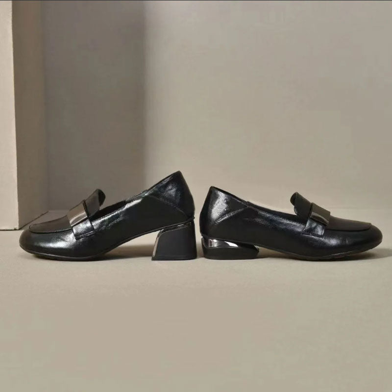 🌟Women's Round Toe Chunky Heel Flat Shoes