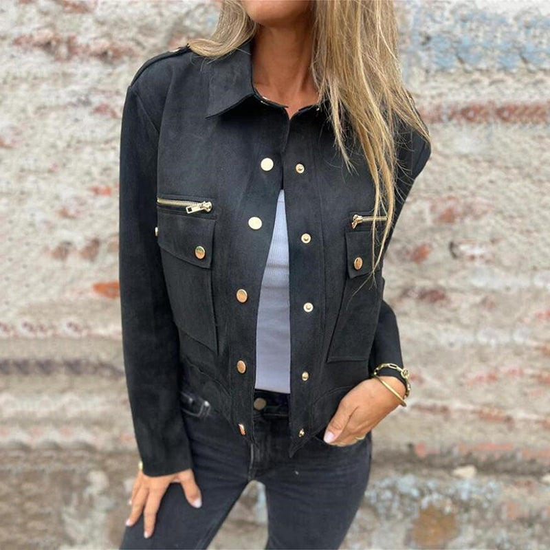 💥Limit Time 49% OFF🎉Women's Faux Suede Button-Down Utility Jacket