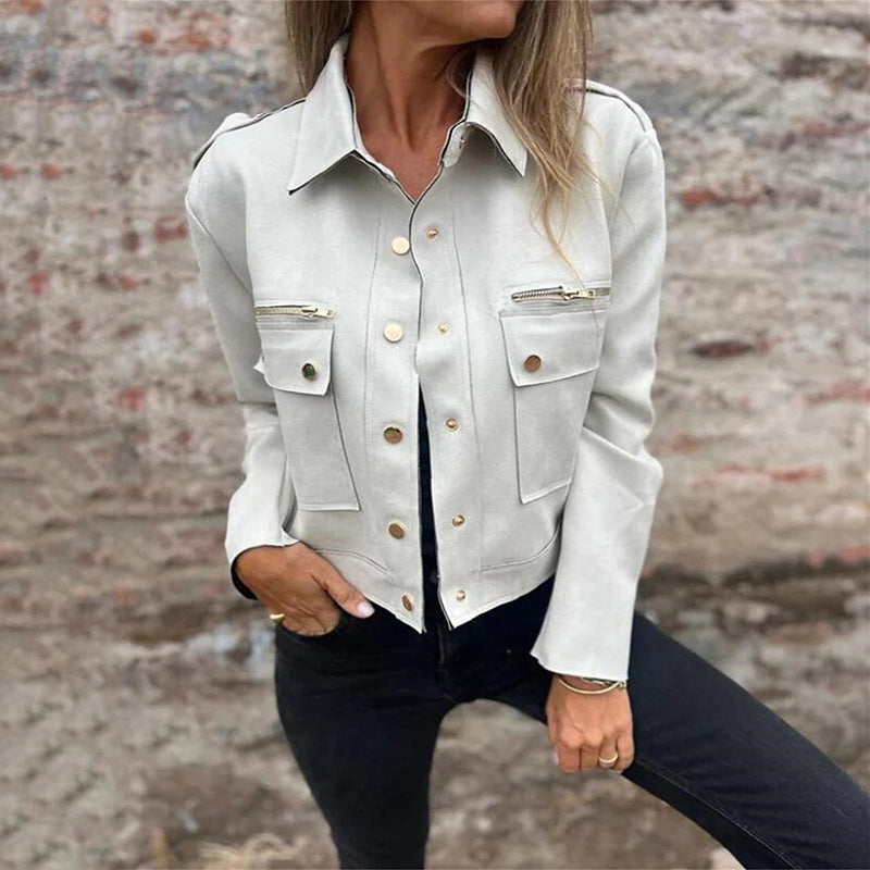 💥Limit Time 49% OFF🎉Women's Faux Suede Button-Down Utility Jacket