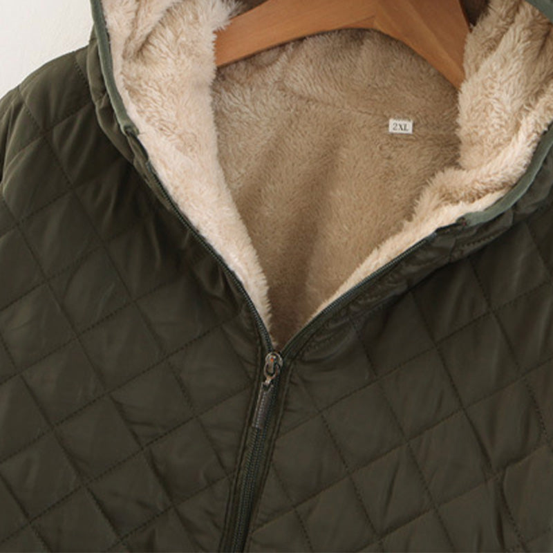 🍂Quilted Hooded Jacket with Plush Lining & Zip Closure