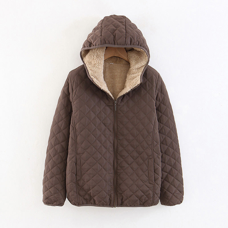 🍂Quilted Hooded Jacket with Plush Lining & Zip Closure
