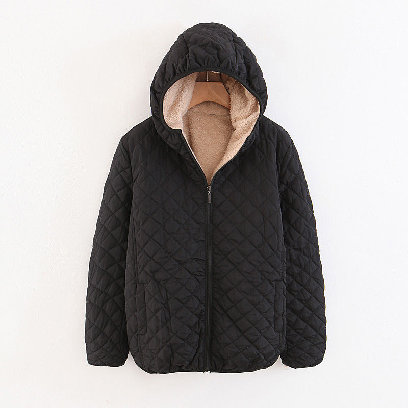 🍂Quilted Hooded Jacket with Plush Lining & Zip Closure