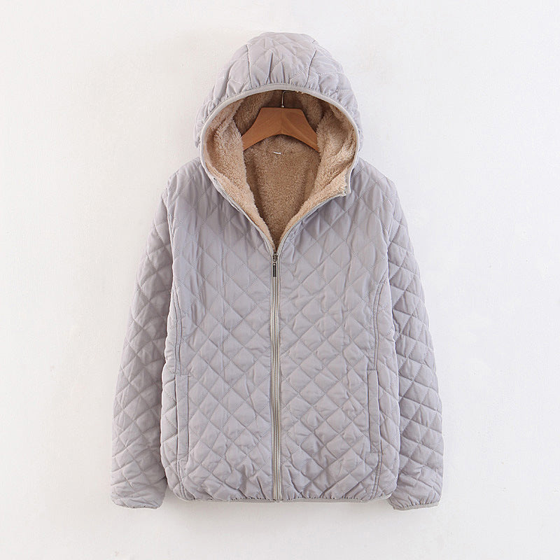 🍂Quilted Hooded Jacket with Plush Lining & Zip Closure