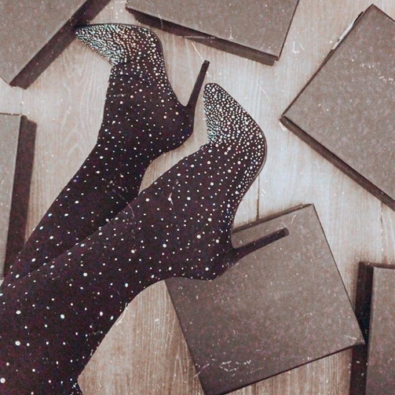 💥Hot Sales - 49% OFF✨Women’s Sparkly Faux Diamonds Over-the-Knee Boots👠