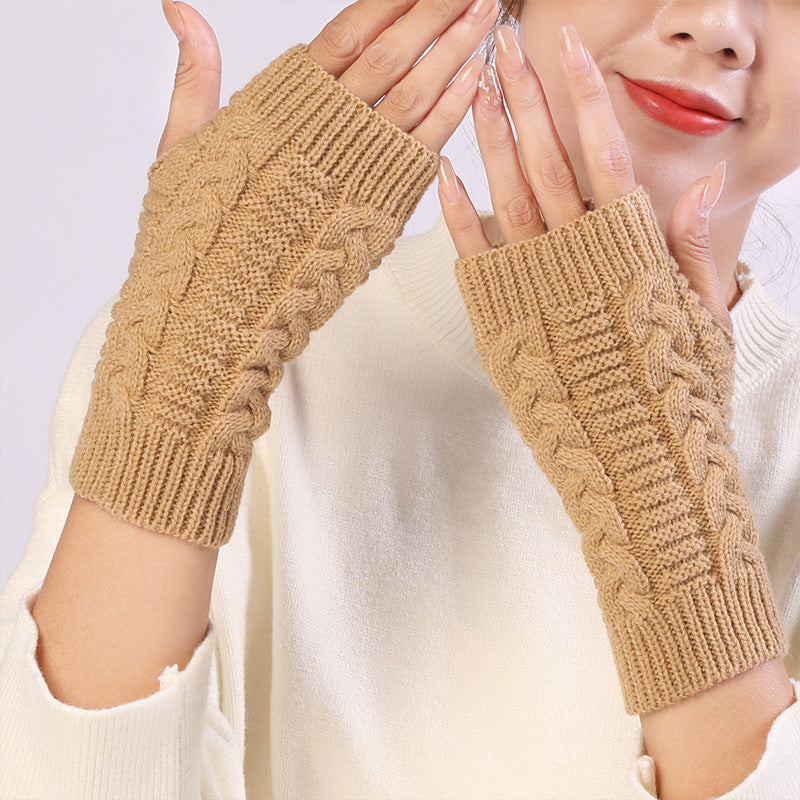 ❄️Autumn & Winter Knitted Half-Finger Gloves with Twisted Pattern🍂