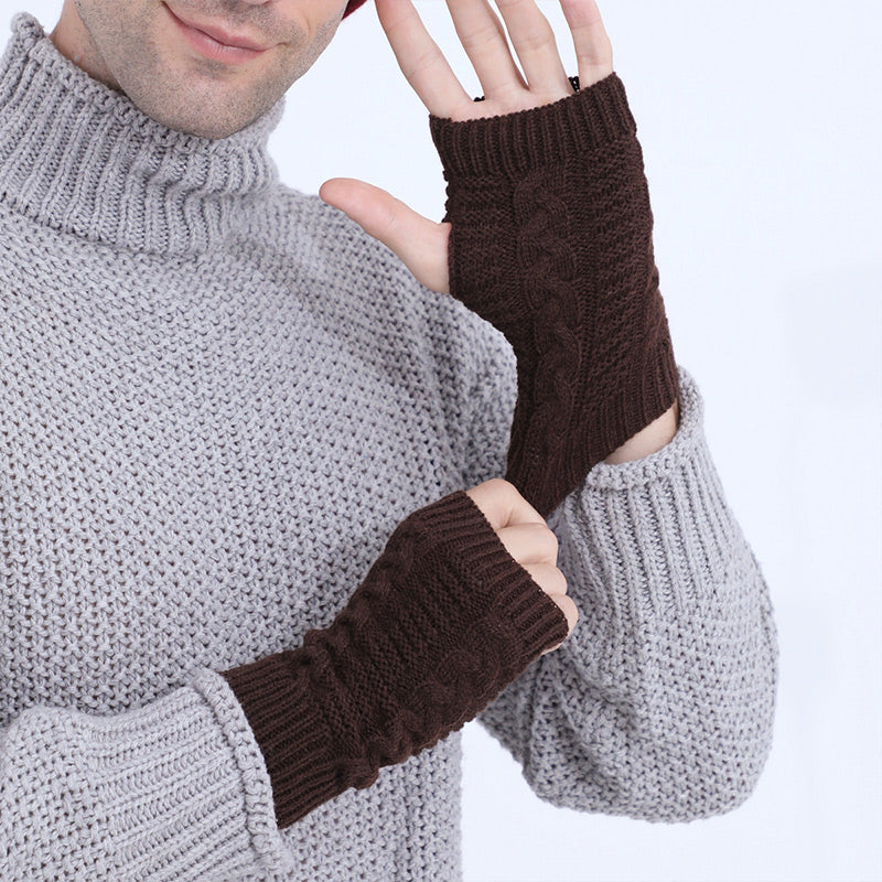❄️Autumn & Winter Knitted Half-Finger Gloves with Twisted Pattern🍂