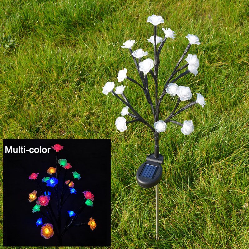 Outdoor Waterproof Rose Multicolor LED Solar Garden Lights