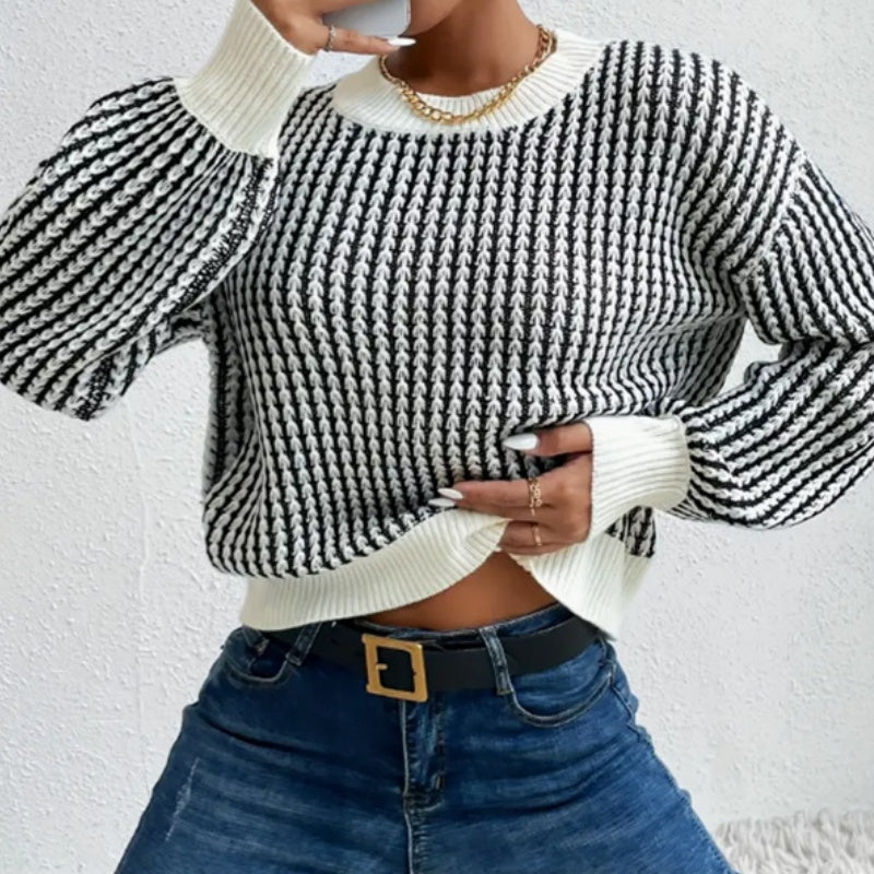 🍂Women's Knit Ribbed Pullover Round Neck Sweater