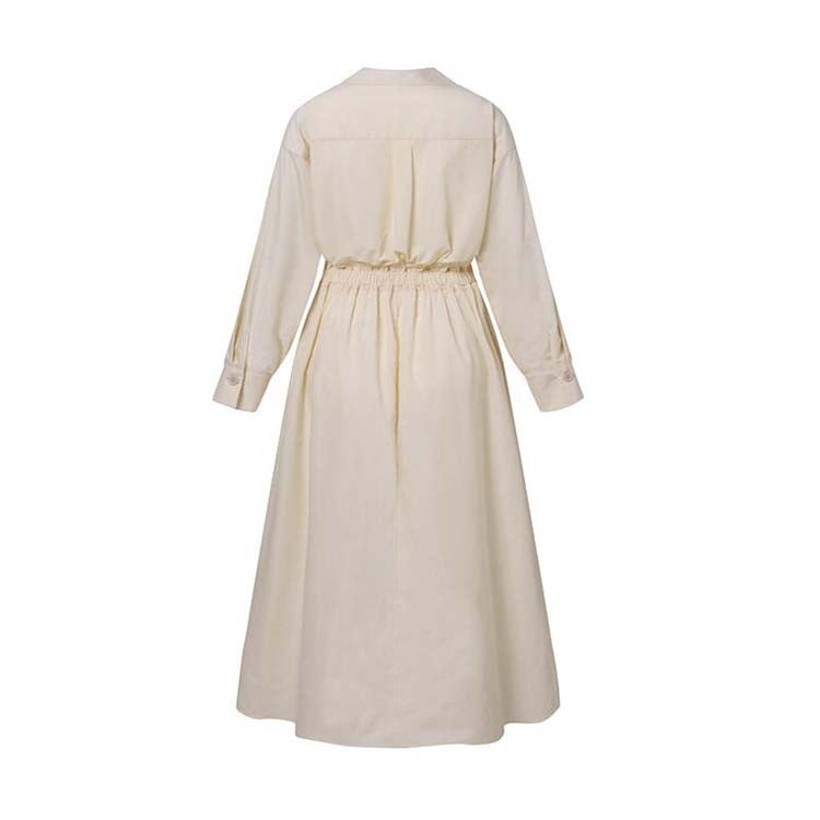 💥2025 New Products Hot Sale💕Women's Plain Cotton Lapel Shirt Wrap Dress