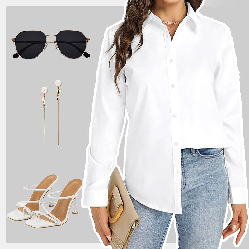 💥Hot Sale🌿Loose Mid-Length Lapel Casual Long-Sleeved Shirt