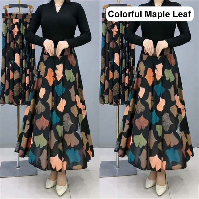 💥Limit Time 49% OFF🎉Women's Fashion High Waist Floral Pleated Long Skirt