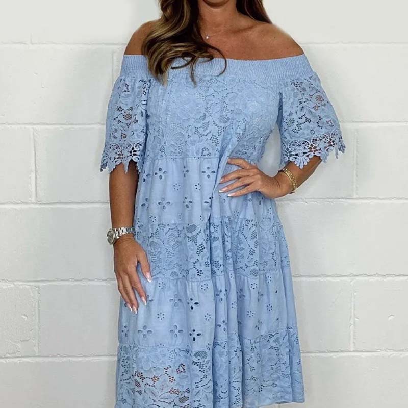 💃Lace Hollow Patchwork Strapless Dress For Women