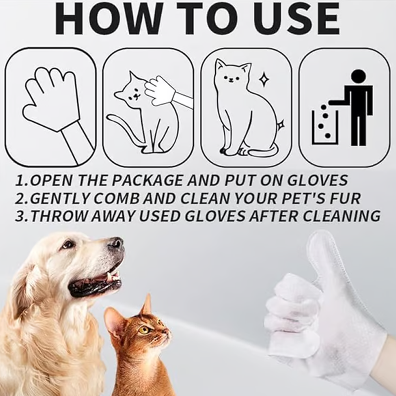 š„Rinse-Free Dog Shampoo Mitts ā Hypoallergenic Pet Bath Wipes, 6 Packs