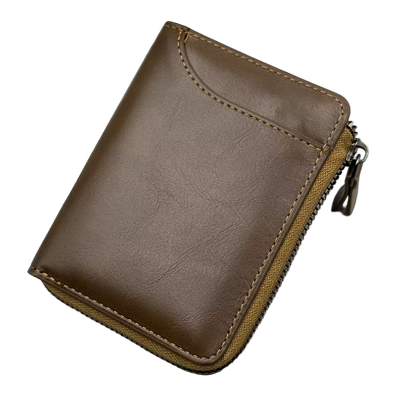 Men's Zipper Bifold Wallet with 9 Card Slots