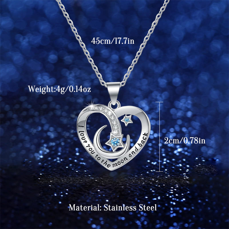 🌙I Love You to The Moon and Back Heart Necklace💖✨