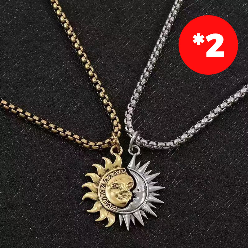 🎁Valentine's Day Gift🔥Sun & Moon Spliced Pendant Necklace Set