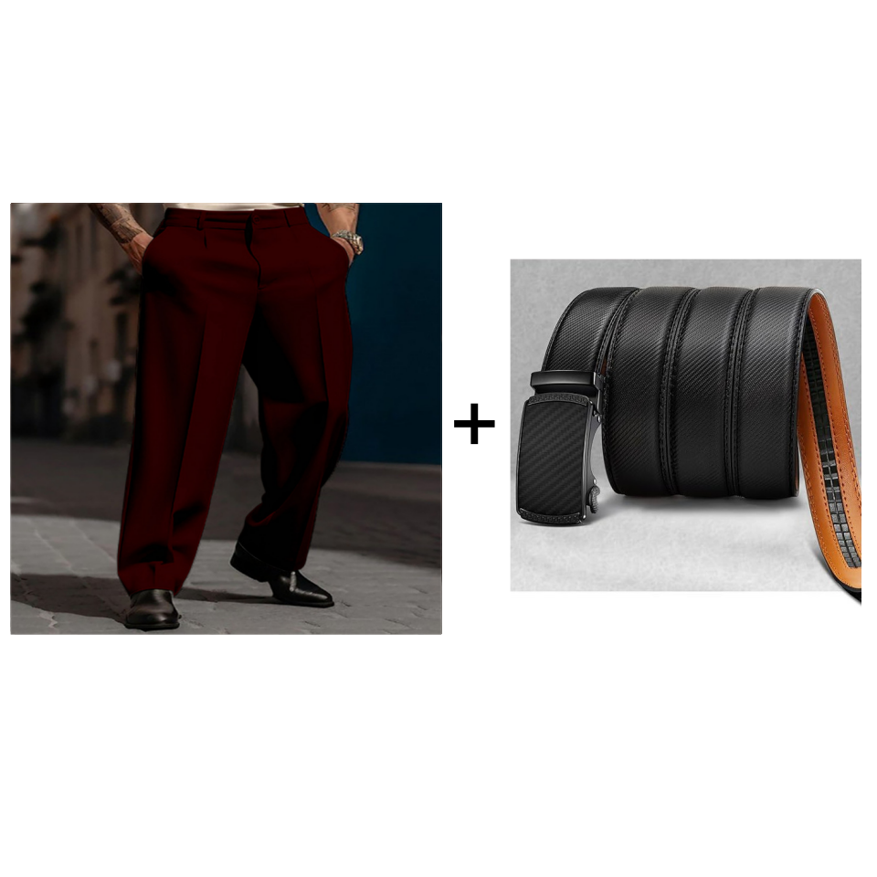 Men’s Casual Pleated Wide-Leg Pants