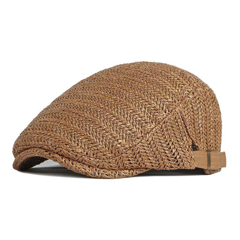 Woven Straw-Style Flat Cap