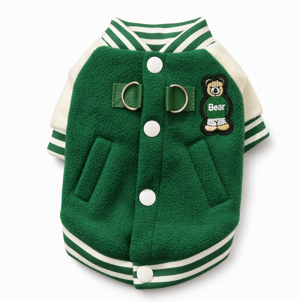 🐶 Plush Dog Jacket with Built-In Leash Rings – Cozy Pet Outerwear