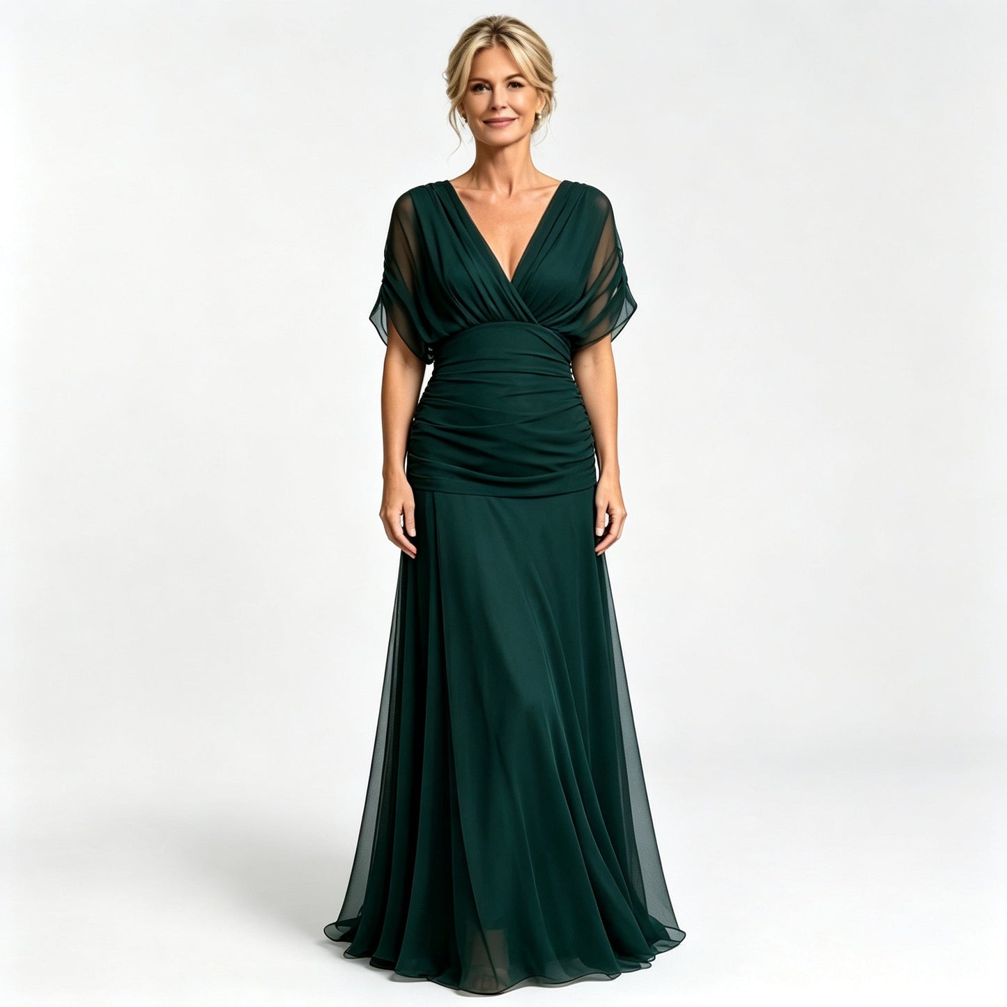 V-neck cold shoulder long dress