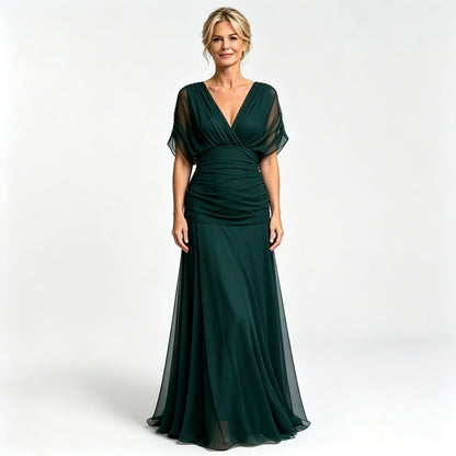 V-neck cold shoulder long dress